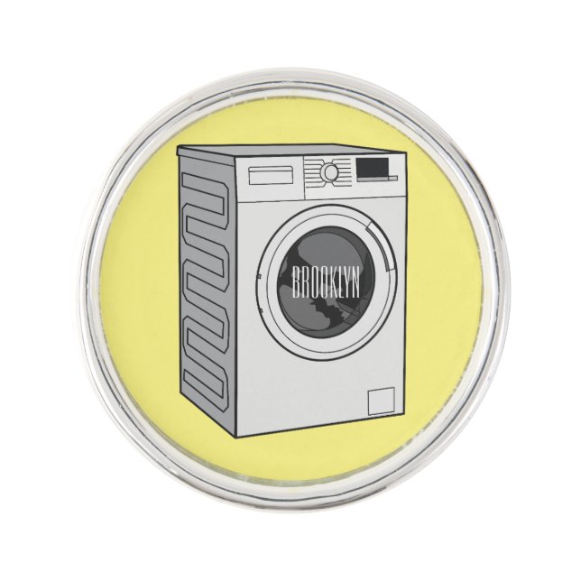 Washing machine cartoon illustration  lapel pin (Front)
