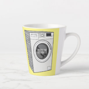 Washing machine cartoon illustration  latte mug
