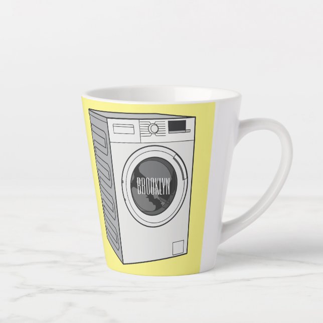 Washing machine cartoon illustration  latte mug (Right)