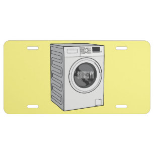Washing machine cartoon illustration  license plate