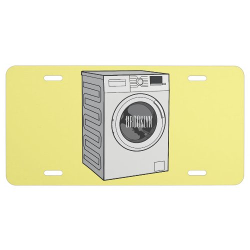 Washing machine cartoon illustration  license plate