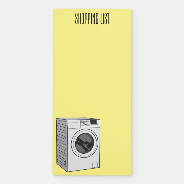 Washing machine cartoon illustration  magnetic notepad (Front)