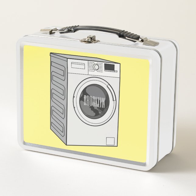 Washing machine cartoon illustration  metal lunch box (Front)