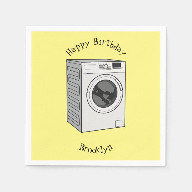 Washing machine cartoon illustration napkins (Front)