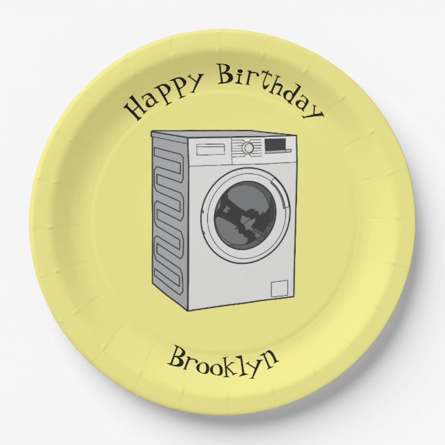 Washing machine cartoon illustration paper plates (Front)