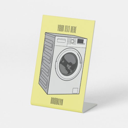 Washing machine cartoon illustration  pedestal sign