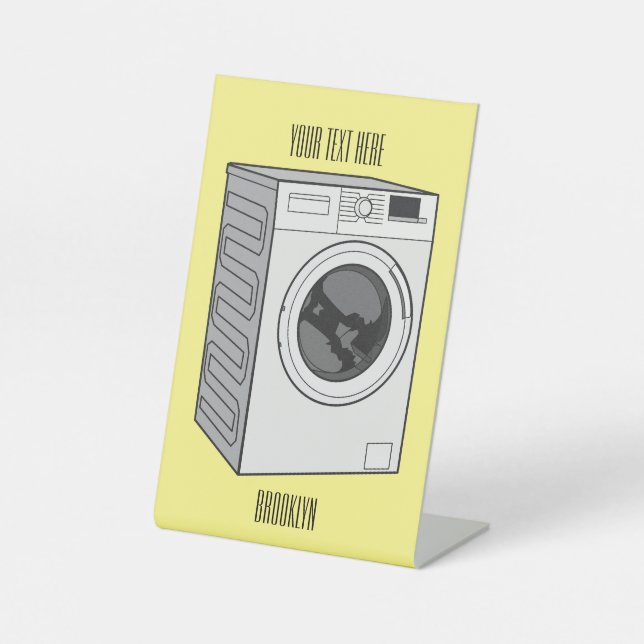 Washing machine cartoon illustration  pedestal sign (Front)