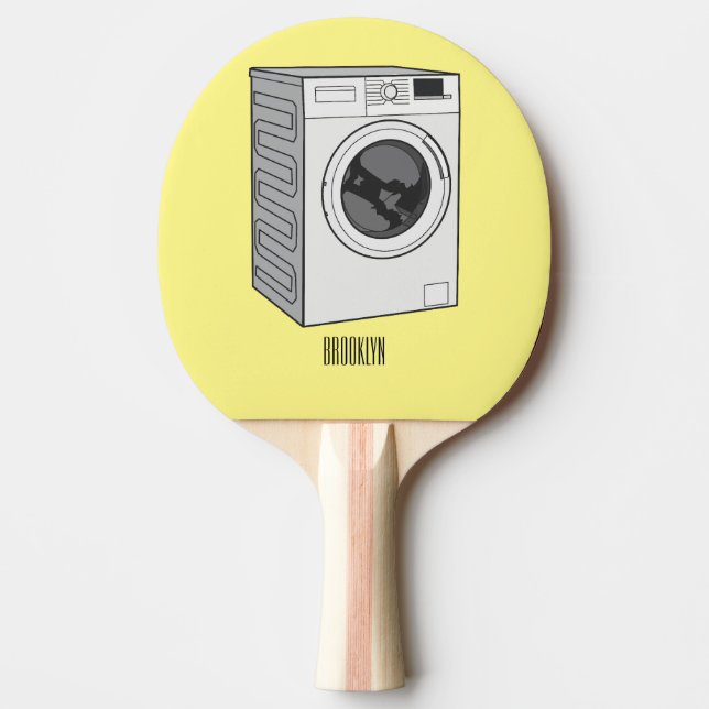 Washing machine cartoon illustration  ping pong paddle (Front)