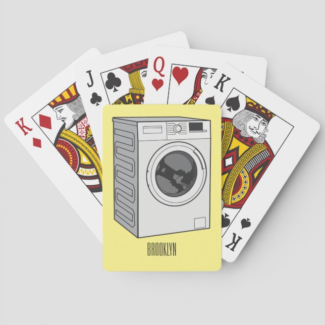 Washing machine cartoon illustration  poker cards (Back)