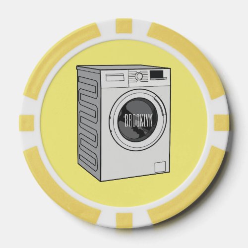 Washing machine cartoon illustration  poker chips