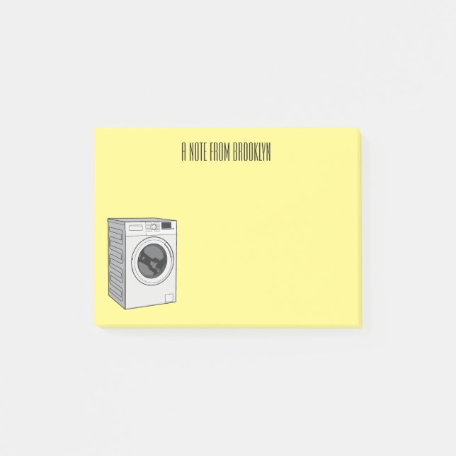 Washing machine cartoon illustration  post-it notes (Front)