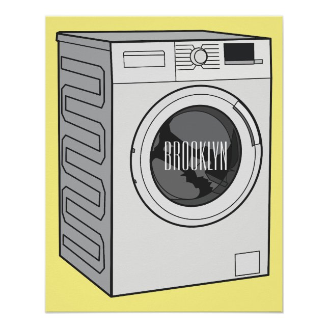 Washing machine cartoon illustration  poster (Front)