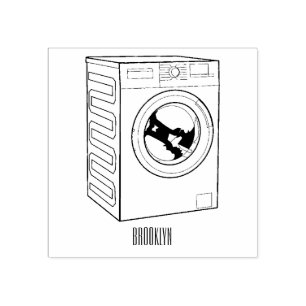 Washing machine cartoon illustration rubber stamp