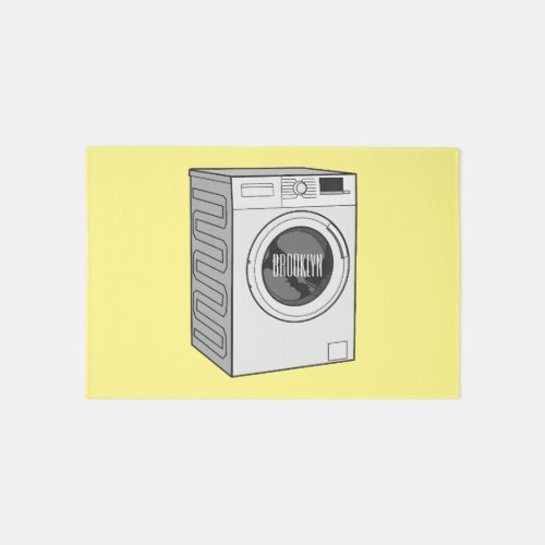 Washing machine cartoon illustration  rug