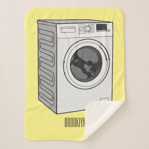 Washing machine cartoon illustration sherpa blanket