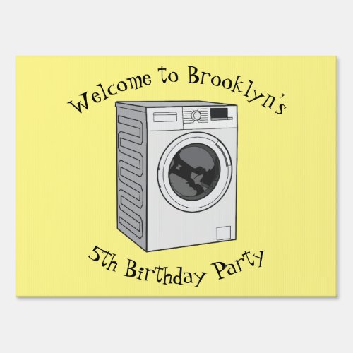 Washing machine cartoon illustration sign