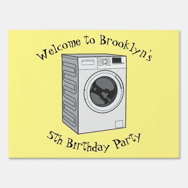 Washing machine cartoon illustration sign (Front)