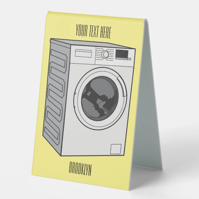 Washing machine cartoon illustration  table tent (Front)