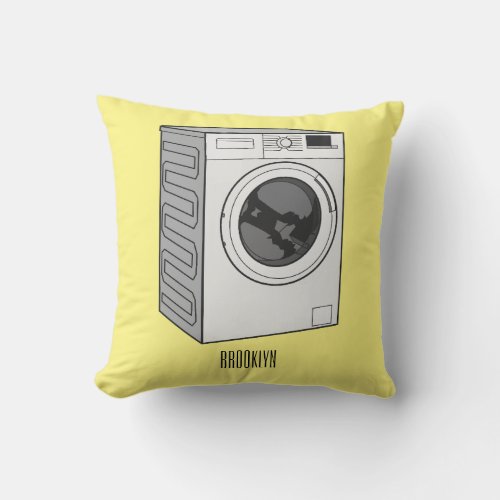Washing machine cartoon illustration  throw pillow
