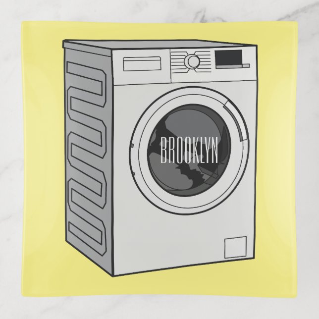 Washing machine cartoon illustration  trinket tray (Front)