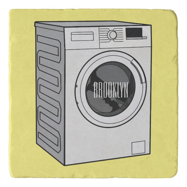 Washing machine cartoon illustration  trivet (Front)