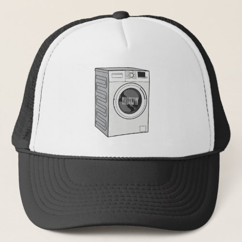 Washing machine cartoon illustration  trucker hat