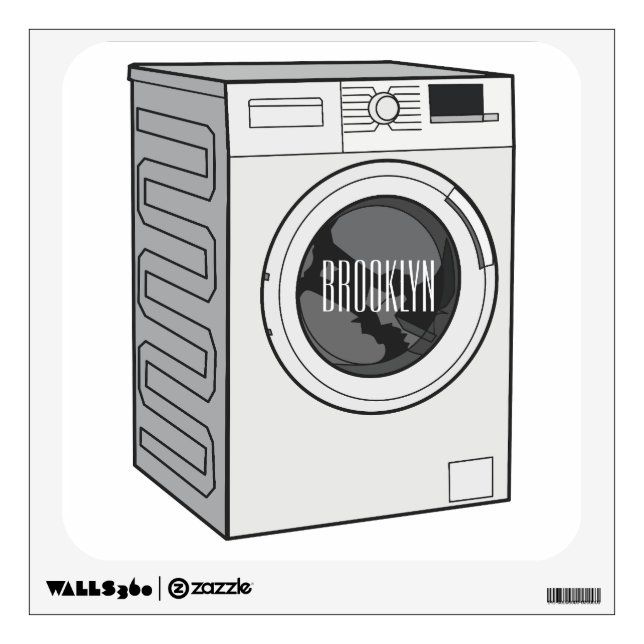 Washing machine cartoon illustration  wall decal (Front)