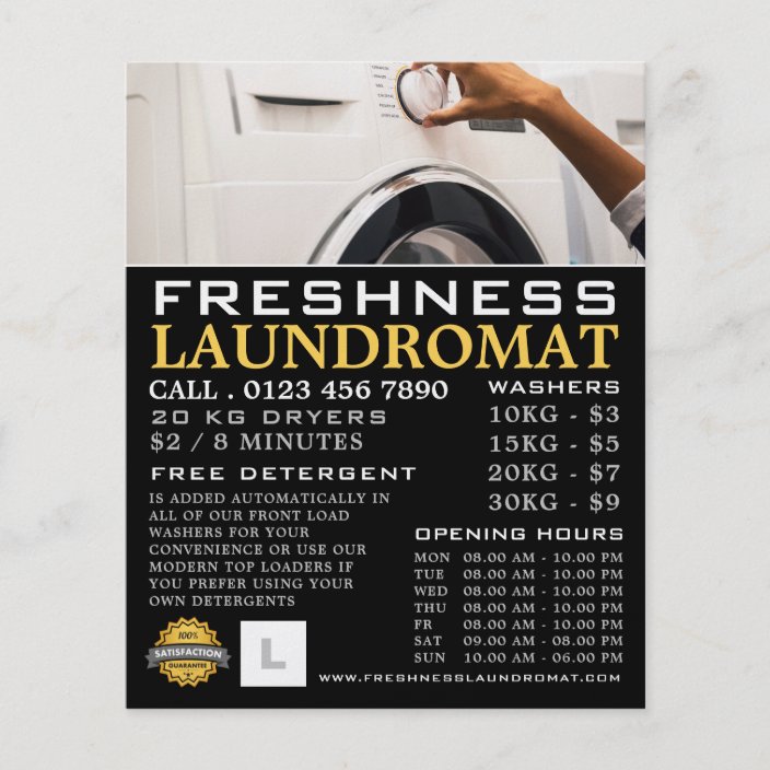 Washing Machine, Laundromat, Cleaning Advertising Flyer Zazzle