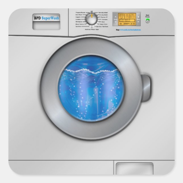 Washing Machine Square Sticker (Front)