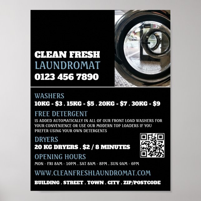 Washing Machines, Laundromat, Cleaning Service Poster (Front)