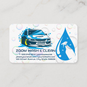 Washing Service Logo Soap Bubbles Car Care Business Card