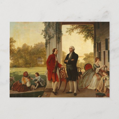 Washington and Lafayette at Mount Vernon 1784 Postcard