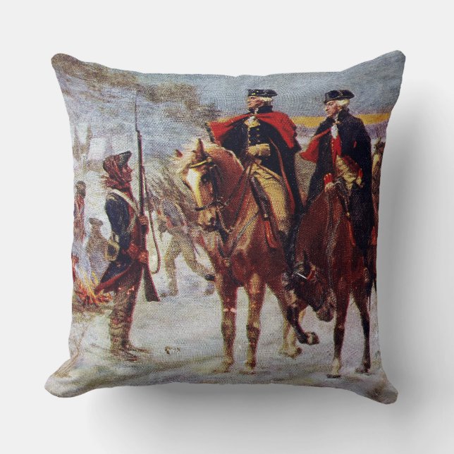 Washington and Lafayette at Valley Forge ~ Throw Pillow (Front)