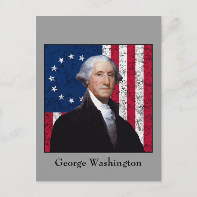 Washington and The American Flag Postcard (Front)