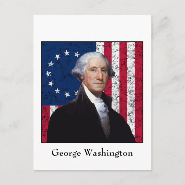 Washington and The American Flag Postcard (Front)