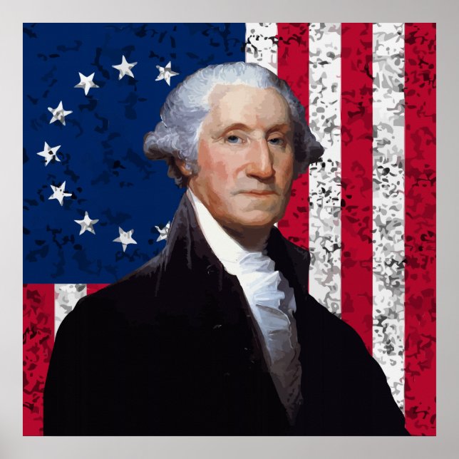 Washington and The American Flag Poster (Front)
