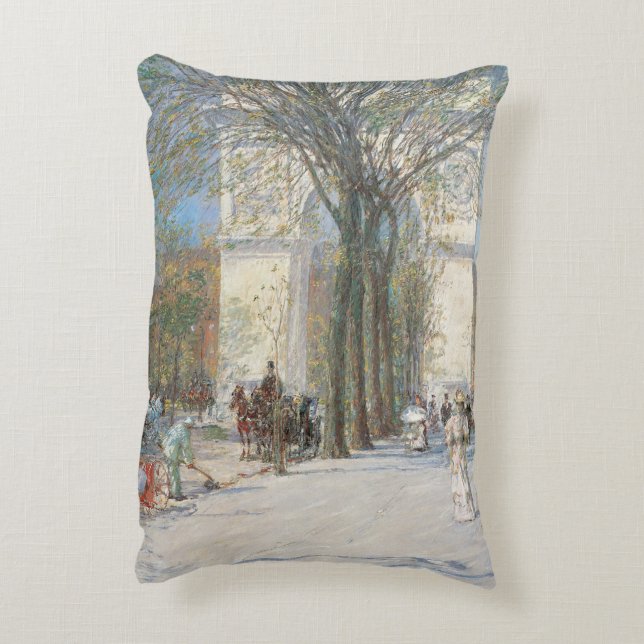 Washington Arch, Spring by Frederick Childe Hassam Accent Pillow (Back(Vertical))