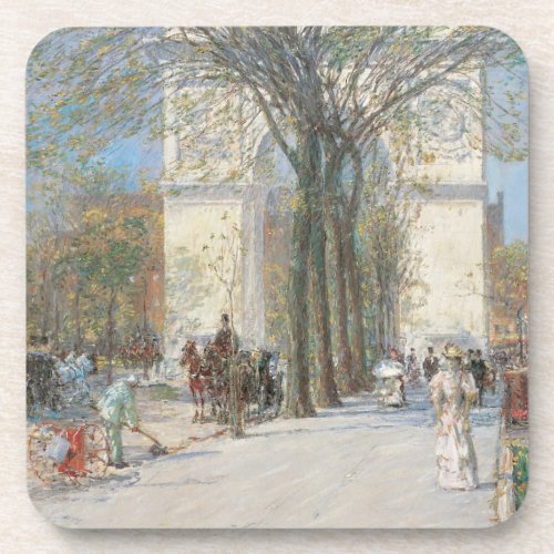 Washington Arch Spring by Frederick Childe Hassam Beverage Coaster