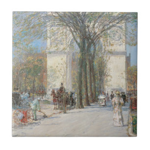 Washington Arch, Spring by Frederick Childe Hassam Ceramic Tile
