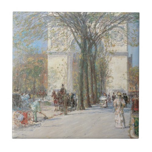 Washington Arch Spring by Frederick Childe Hassam Ceramic Tile