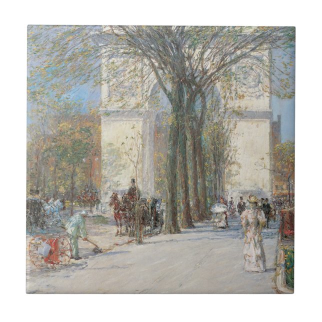 Washington Arch, Spring by Frederick Childe Hassam Ceramic Tile (Front)