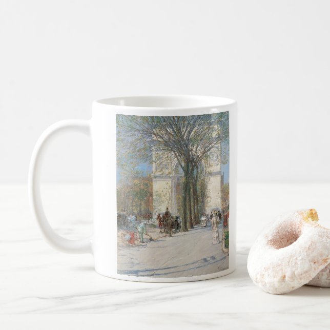 Washington Arch, Spring by Frederick Childe Hassam Coffee Mug (With Donut)
