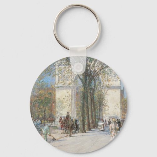 Washington Arch Spring by Frederick Childe Hassam Keychain