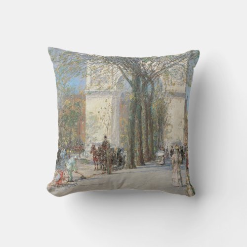 Washington Arch Spring by Frederick Childe Hassam Throw Pillow