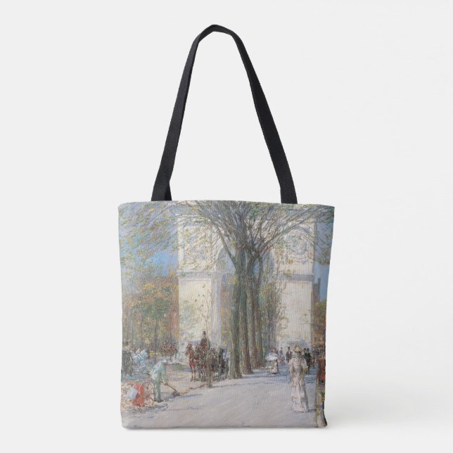 Washington Arch, Spring by Frederick Childe Hassam Tote Bag (Back)