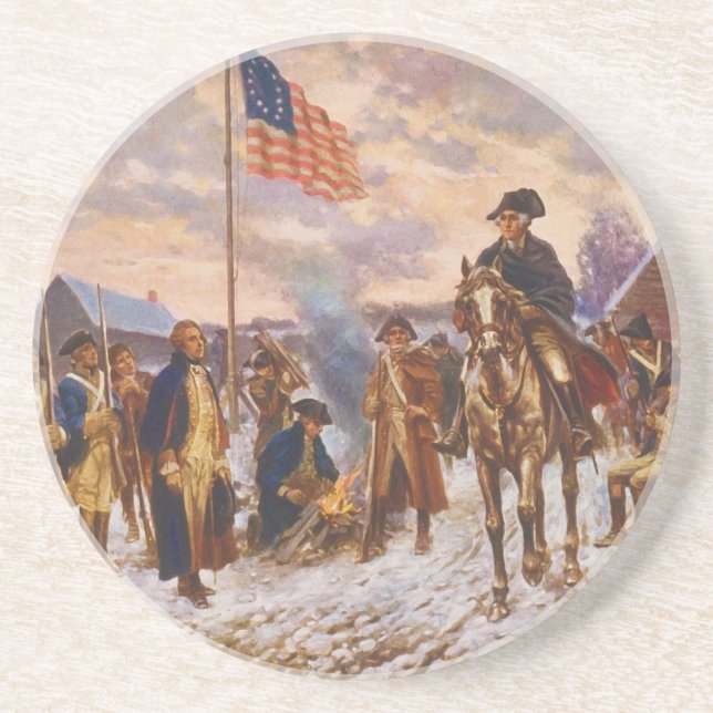 Washington at Valley Forge by Edward P. Moran Sandstone Coaster (Front)