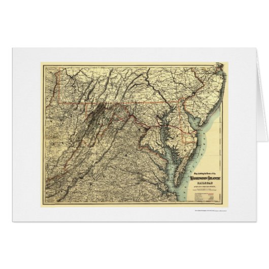 Washington & Atlantic Railroad Map 1883 Cards (Front Horizontal)