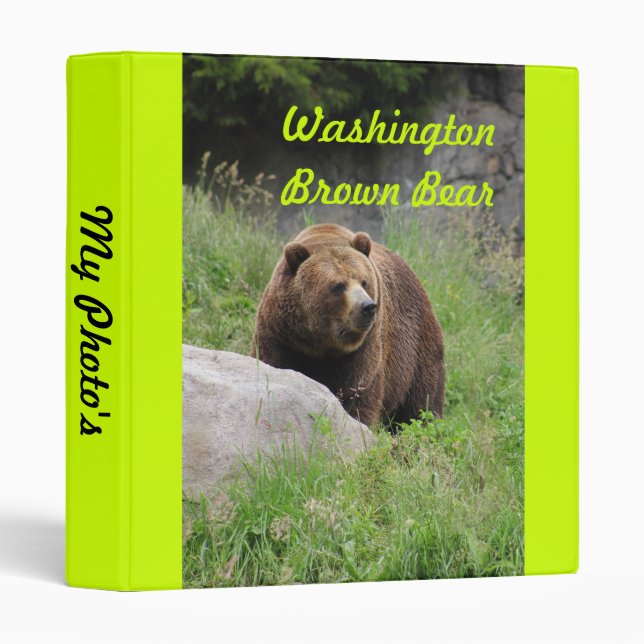 Washington Brown Bear - 3 Ring Binder (Front/Spine)