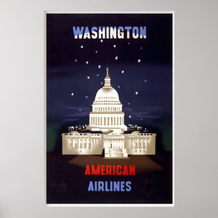 Washington Capitol American United States Vintage Poster