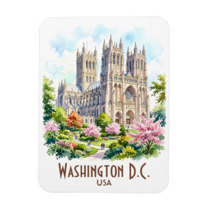 Washington Cathedral Religious Watercolor Custom Magnet